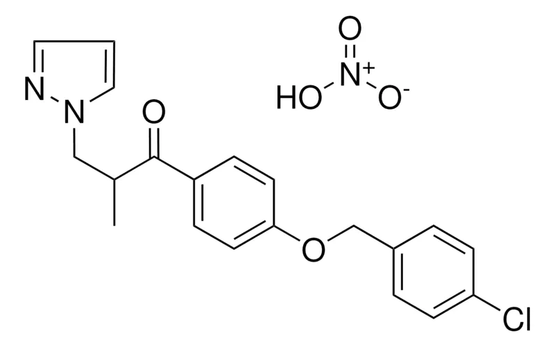 Sigma-Aldrich 1-(4-((4-CHLOROBENZYL)OXY)PH)-2-ME-3-(1H-PYRAZOL-1-YL)-1-PROPANONE, NITRATE,AldrichCPR