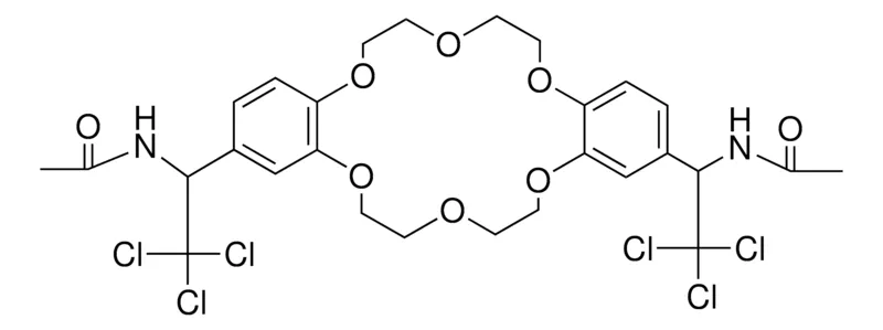 Sigma-Aldrich N-(1-{14-[1-(ACETYLAMINO)-2,2,2-TRICHLOROETHYL]-6,7,9,10,17,18,20,21-OCTAHYDRODIBENZO[B,K][1,4,7,10,13,16]HEXAOXACYCLOOCTADECIN-2-YL}-2,2,2-TRICHLOROETHYL)ACETAMIDE，AldrichCPR