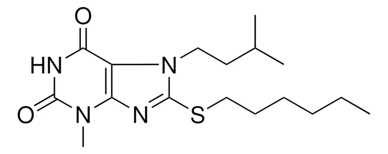 Sigma-Aldrich 8-HEXYLSULFANYL-3-METHYL-7-(3-METHYL-BUTYL)-3,7-DIHYDRO-PURINE-2,6-DIONE,AldrichCPR