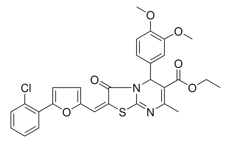 Sigma-Aldrich ETHYL (2E)-2-{[5-(2-CHLOROPHENYL)-2-FURYL]METHYLENE}-5-(3,4-DIMETHOXYPHENYL)-7-METHYL-3-OXO-2,3-DIHYDRO-5H-[1,3]THIAZOLO[3,2-A]PYRIMIDINE-6-CARBOXYLATE，AldrichCPR