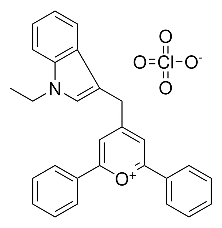 Sigma-Aldrich 4-((1-ETHYL-1H-INDOL-3-YL)METHYL)-2,6-DIPHENYLPYRYLIUM PERCHLORATE,AldrichCPR