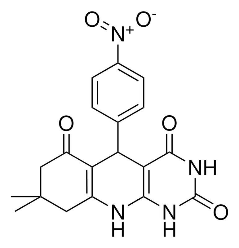 Sigma-Aldrich 8,8-DI-ME-5-(4-NITRO-PH)-5,8,9,10-4H-1H,7H-PYRIMIDO(4,5-B)QUINOLINE-2,4,6-TRIONE,AldrichCPR