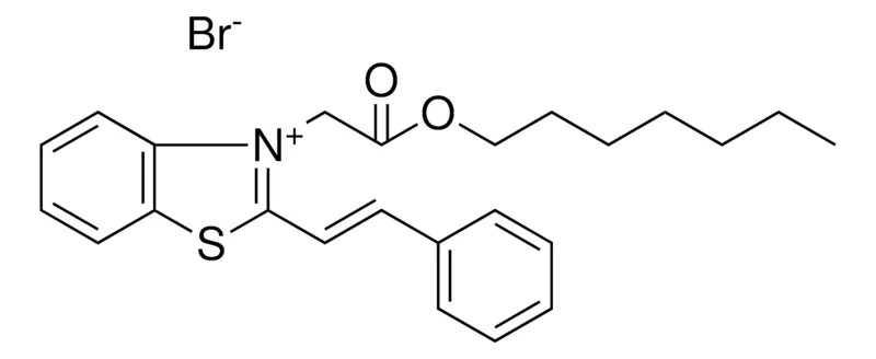 Sigma-Aldrich 3-HEPTYLOXYCARBONYLMETHYL-2-STYRYL-BENZOTHIAZOL-3-IUM, BROMIDE,AldrichCPR