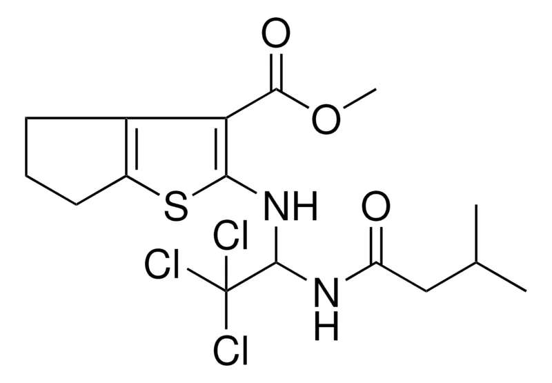 Sigma-Aldrich METHYL 2-({2,2,2-TRICHLORO-1-[(3-METHYLBUTANOYL)AMINO]ETHYL}AMINO)-5,6-DIHYDRO-4H-CYCLOPENTA[B]THIOPHENE-3-CARBOXYLATE，AldrichCPR
