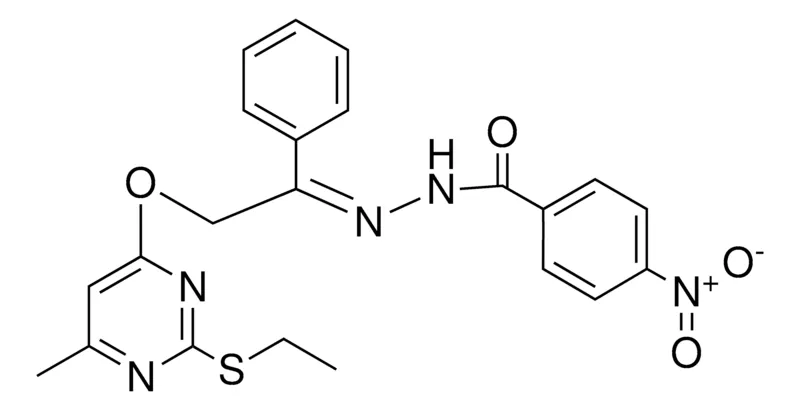 Sigma-Aldrich NITRO-BENZOIC ACID (2-(ET-SULFANYL-ME-PYRIMIDIN-YLOXY)-PH-ETHYLIDENE)-HYDRAZIDE,AldrichCPR