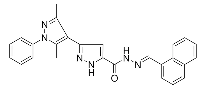 Sigma-Aldrich (E)-3',5'-DIMETHYL-N'-(NAPHTHALEN-1-YLMETHYLENE)-1'-PHENYL-1H,1'H-3,4'-BIPYRAZOLE-5-CARBOHYDRAZIDE,AldrichCPR