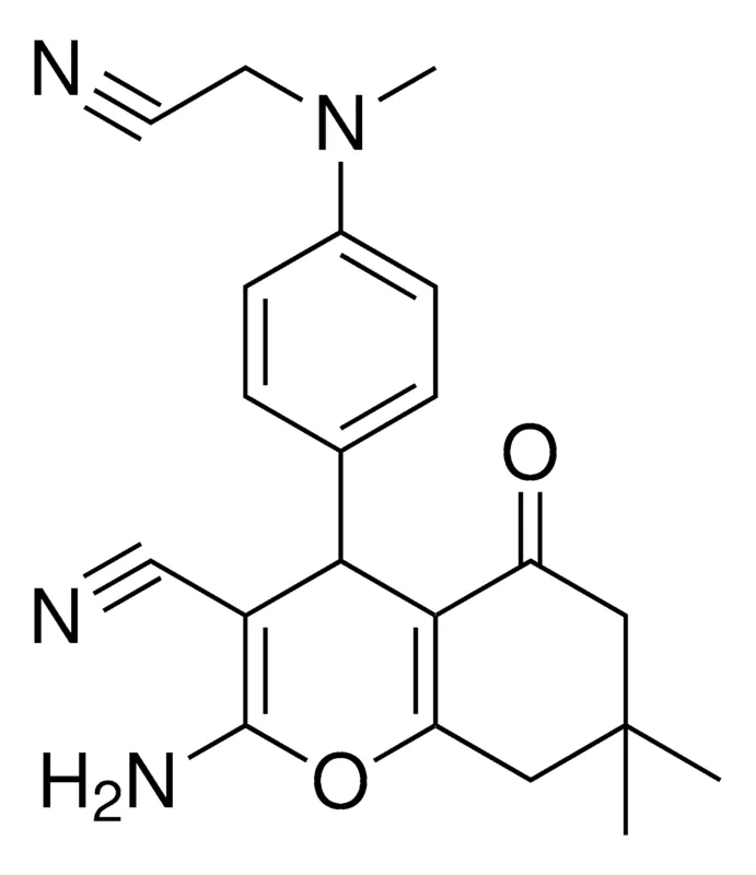 Sigma-Aldrich 2-AMINO-4-{4-[(CYANOMETHYL)(METHYL)AMINO]PHENYL}-7,7-DIMETHYL-5-OXO-5,6,7,8-TETRAHYDRO-4H-CHROMENE-3-CARBONITRILE，AldrichCPR
