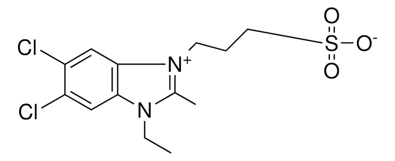 Sigma-Aldrich 5,6-DICHLORO-1-ETHYL-2-METHYL-3-(3-SULFOPROPYL)BENZIMAZOLIUM OH, INNER SALT,AldrichCPR