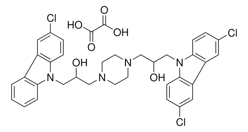 Sigma-Aldrich 1-(3-CHLORO-9H-CARBAZOL-9-YL)-3-(4-(3-(3,6-DICHLORO-9H-CARBAZOL-9-YL)-2-HYDROXYPROPYL)PIPERAZIN-1-YL)PROPAN-2-OL OXALATE,AldrichCPR
