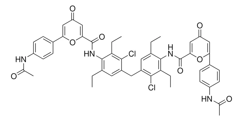 Sigma-Aldrich 6-[4-(ACETYLAMINO)PHENYL]-N-(4-{4-[({6-[4-(ACETYLAMINO)PHENYL]-4-OXO-4H-PYRAN-2-YL}CARBONYL)AMINO]-2-CHLORO-3,5-DIETHYLBENZYL}-3-CHLORO-2,6-DIETHYLPHENYL)-4-OXO-4H-PYRAN-2-CARBOXAMIDE，AldrichCPR