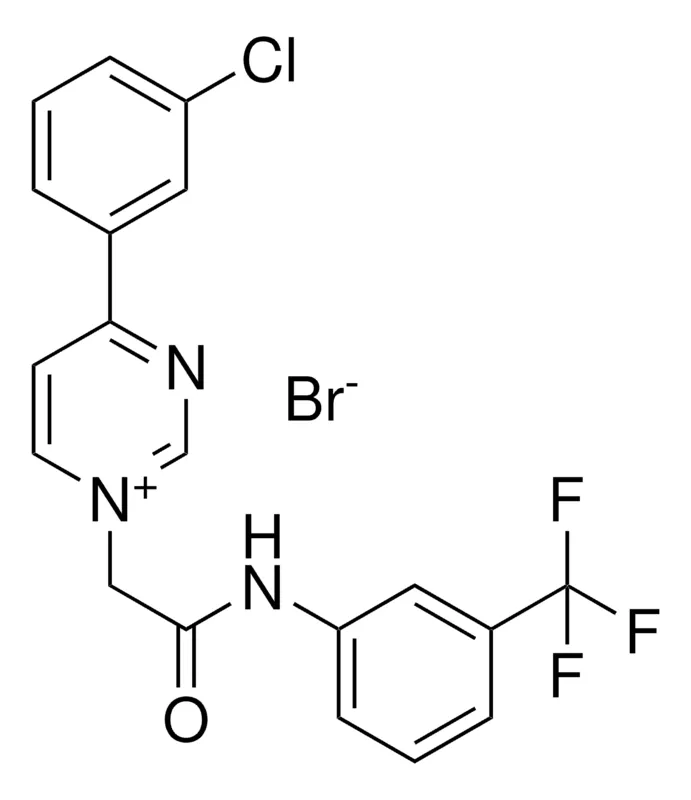 Sigma-Aldrich 4-(3-CL-PH)-1-(2-OXO-2-(3-(TRIFLUOROMETHYL)ANILINO)ET)PYRIMIDIN-1-IUM BROMIDE,AldrichCPR