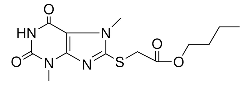 Sigma-Aldrich (3,7-DIMETHYL-2,6-DIOXO-2,3,6,7-4H-1H-PURIN-8-YLSULFANYL)-ACETIC ACID BU ESTER,AldrichCPR