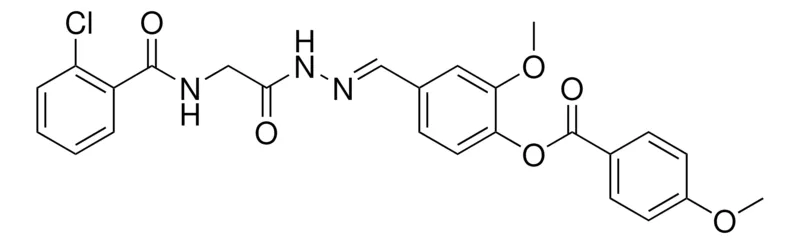 Sigma-Aldrich 4-(((((2-CHLOROBENZOYL)AMINO)AC)HYDRAZONO)ME)-2-METHOXYPHENYL 4-METHOXYBENZOATE,AldrichCPR