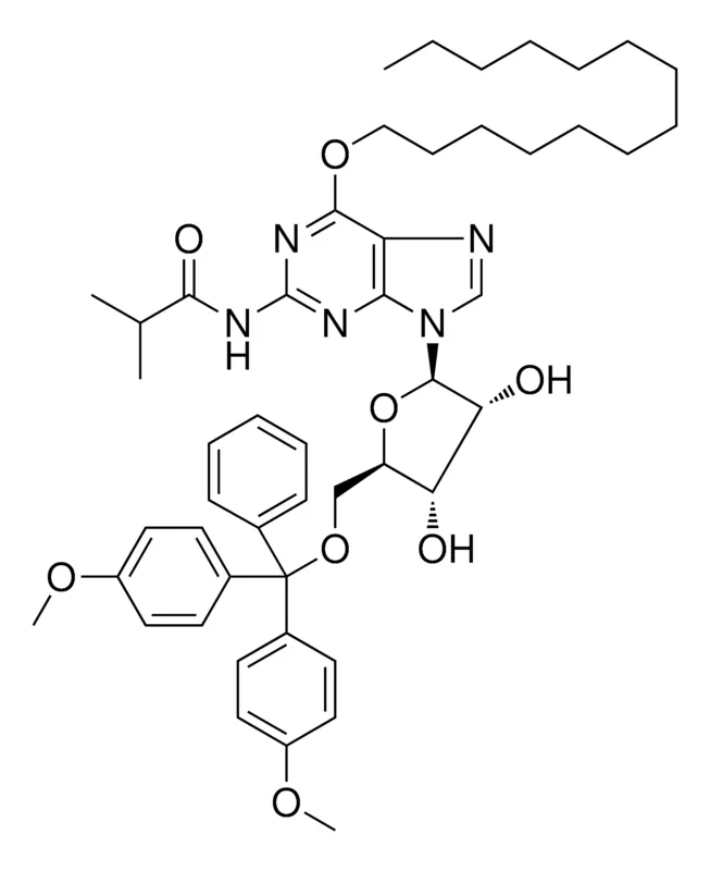 Sigma-Aldrich N-(9-((2R,3R,4S,5R)-5-((BIS(4-METHOXYPHENYL)(PHENYL)METHOXY)METHYL)-3,4-DIHYDROXYTETRAHYDROFURAN-2-YL)-6-(TETRADECYLOXY)-9H-PURIN-2-YL)ISOBUTYRAMIDE，AldrichCPR
