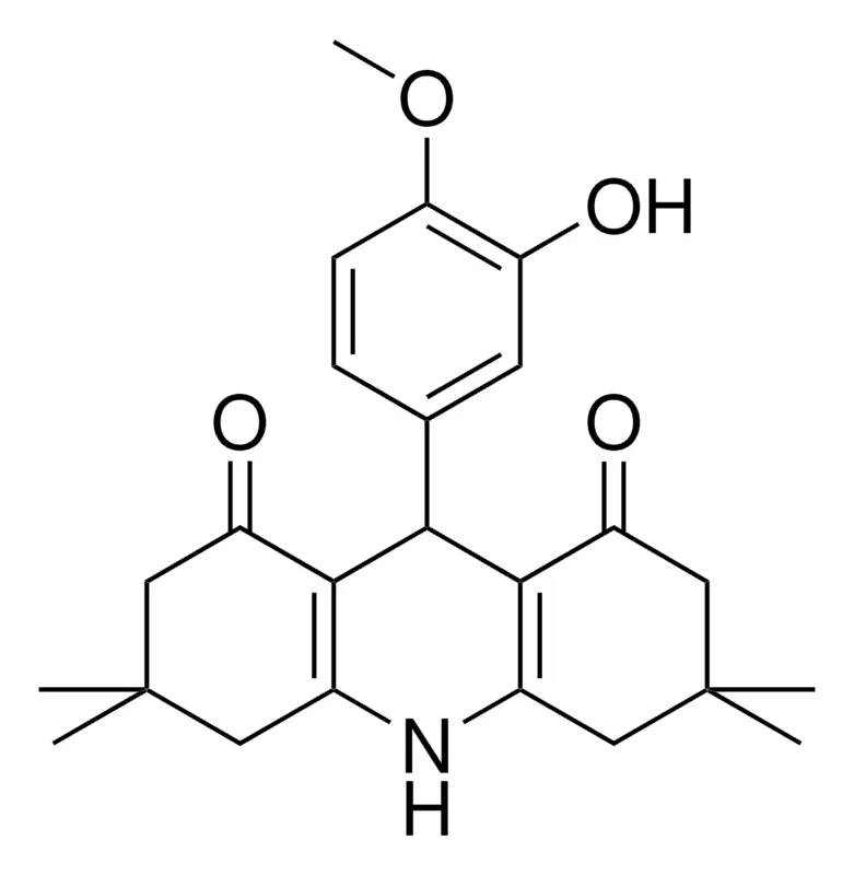 Sigma-Aldrich 9(3-HO-4-MEO-PH)3,3,6,6-TETRA-ME-3,4,6,7,9,10-HEXAHYDRO-2H,5H-ACRIDINE-1,8-DIONE,AldrichCPR