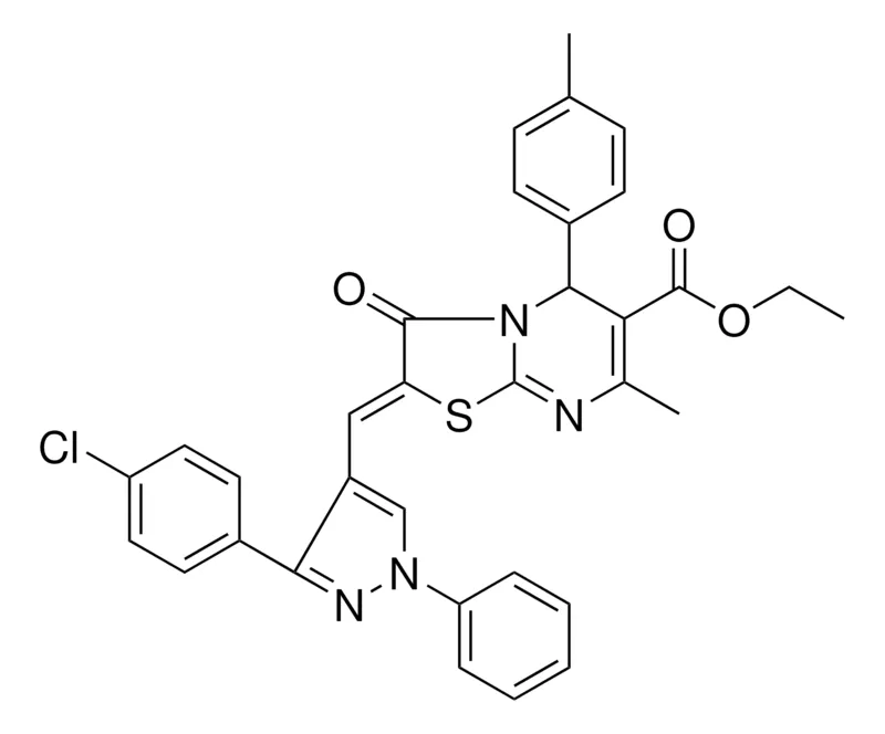 Sigma-Aldrich ETHYL (2Z)-2-{[3-(4-CHLOROPHENYL)-1-PHENYL-1H-PYRAZOL-4-YL]METHYLENE}-7-METHYL-5-(4-METHYLPHENYL)-3-OXO-2,3-DIHYDRO-5H-[1,3]THIAZOLO[3,2-A]PYRIMIDINE-6-CARBOXYLATE，AldrichCPR