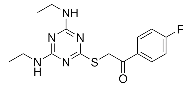 Sigma-Aldrich 2-(4,6-BIS-ETHYLAMINO-(1,3,5)TRIAZIN-2-YLSULFANYL)-1-(4-FLUORO-PHENYL)-ETHANONE,AldrichCPR