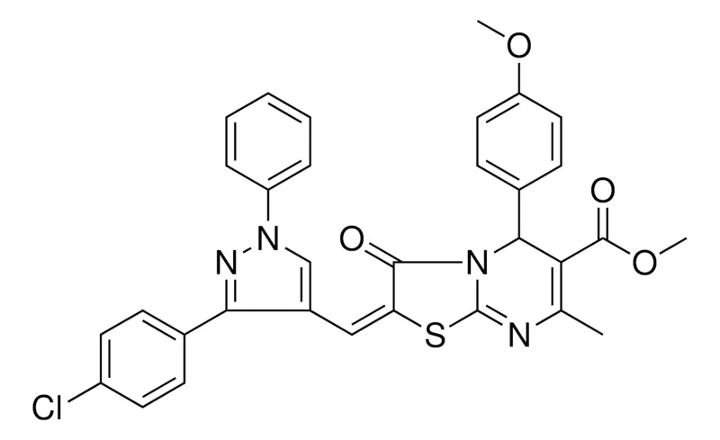 Sigma-Aldrich METHYL (2E)-2-{[3-(4-CHLOROPHENYL)-1-PHENYL-1H-PYRAZOL-4-YL]METHYLENE}-5-(4-METHOXYPHENYL)-7-METHYL-3-OXO-2,3-DIHYDRO-5H-[1,3]THIAZOLO[3,2-A]PYRIMIDINE-6-CARBOXYLATE，AldrichCPR