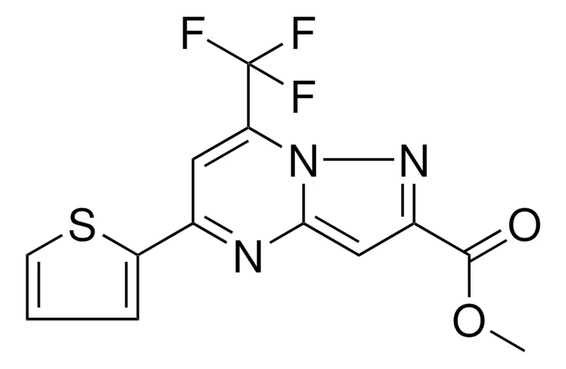 Sigma-Aldrich 5-THIOPHEN-2-YL-7-TRI-F-ME-PYRAZOLO(1,5-A)PYRIMIDINE-2-CARBOXYLIC ACID ME ESTER,AldrichCPR