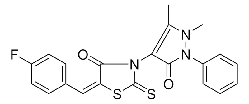 Sigma-Aldrich (5E)-3-(1,5-DIMETHYL-3-OXO-2-PHENYL-2,3-DIHYDRO-1H-PYRAZOL-4-YL)-5-(4-FLUOROBENZYLIDENE)-2-THIOXO-1,3-THIAZOLIDIN-4-ONE,AldrichCPR