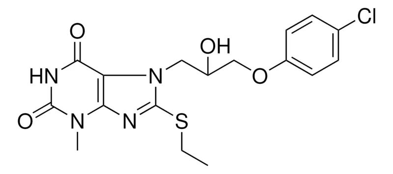 Sigma-Aldrich 7-(3-(4-CL-PHENOXY)-2-HO-PR)-8-ETHYLSULFANYL-3-ME-3,7-DIHYDRO-PURINE-2,6-DIONE,AldrichCPR