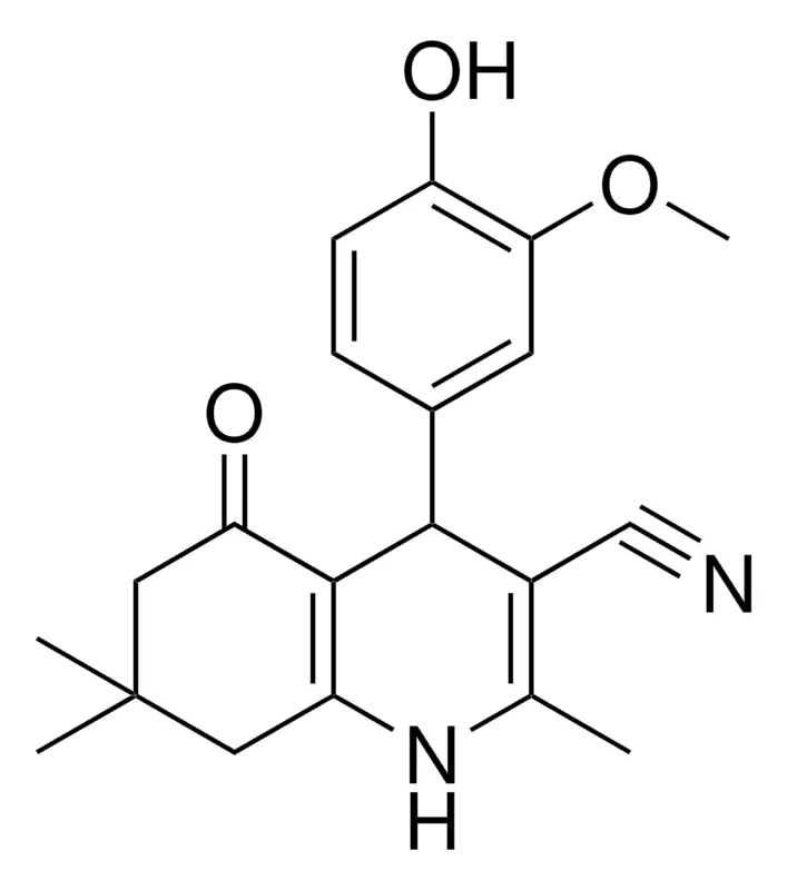 Sigma-Aldrich 4-(4-HYDROXY-3-METHOXYPHENYL)-2,7,7-TRIMETHYL-5-OXO-1,4,5,6,7,8-HEXAHYDRO-3-QUINOLINECARBONITRILE,AldrichCPR