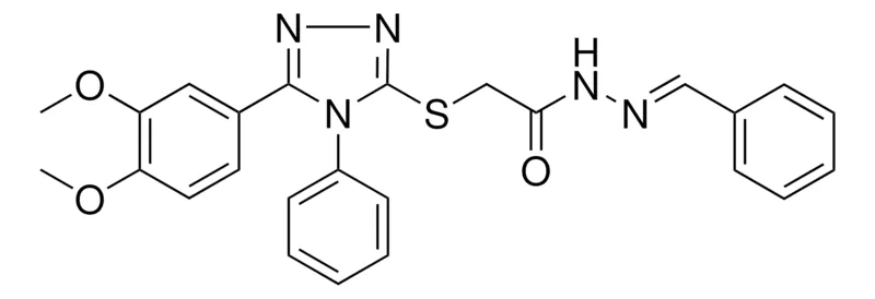 Sigma-Aldrich 2-{[5-(3,4-DIMETHOXYPHENYL)-4-PHENYL-4H-1,2,4-TRIAZOL-3-YL]SULFANYL}-N'-[(E)-PHENYLMETHYLIDENE]ACETOHYDRAZIDE，AldrichCPR