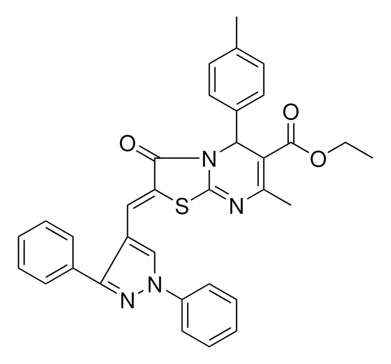Sigma-Aldrich ETHYL (2Z)-2-[(1,3-DIPHENYL-1H-PYRAZOL-4-YL)METHYLENE]-7-METHYL-5-(4-METHYLPHENYL)-3-OXO-2,3-DIHYDRO-5H-[1,3]THIAZOLO[3,2-A]PYRIMIDINE-6-CARBOXYLATE，AldrichCPR