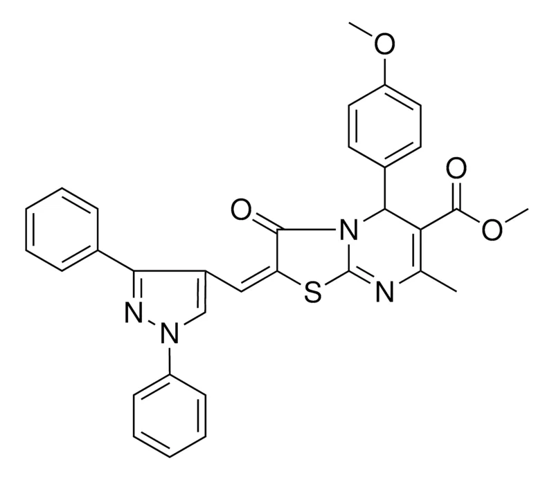Sigma-Aldrich METHYL (2E)-2-[(1,3-DIPHENYL-1H-PYRAZOL-4-YL)METHYLENE]-5-(4-METHOXYPHENYL)-7-METHYL-3-OXO-2,3-DIHYDRO-5H-[1,3]THIAZOLO[3,2-A]PYRIMIDINE-6-CARBOXYLATE，AldrichCPR