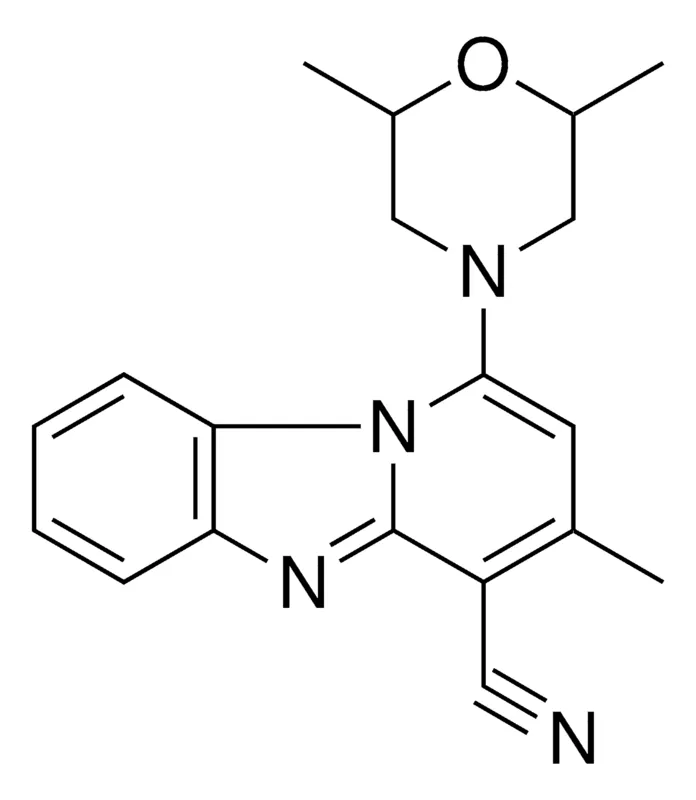 Sigma-Aldrich 1-(2,6-DI-ME-MORPHOLIN-4-YL)3-ME-BENZO(4,5)IMIDAZO(1,2-A)PYRIDINE-4-CARBONITRILE,AldrichCPR