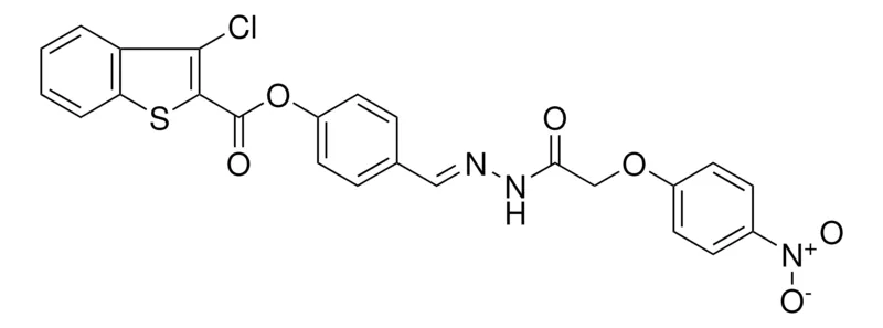 Sigma-Aldrich 4-(2-((4-NITROPHENOXY)AC)CARBOHYDRAZONOYL)PH 3-CL-1-BENZOTHIOPHENE-2-CARBOXYLATE,AldrichCPR