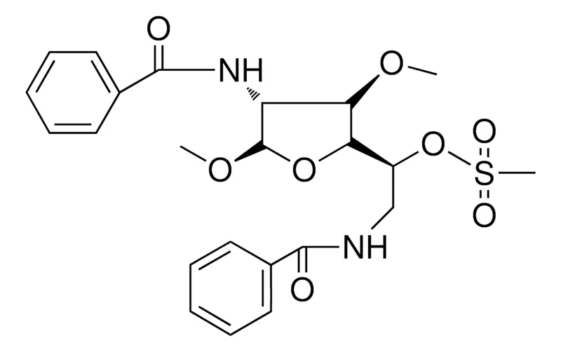Sigma-Aldrich (R)-2-BENZAMIDO-1-((2S,3R,4R,5R)-4-BENZAMIDO-3,5-DIMETHOXYTETRAHYDROFURAN-2-YL)ETHYL METHANESULFONATE,AldrichCPR