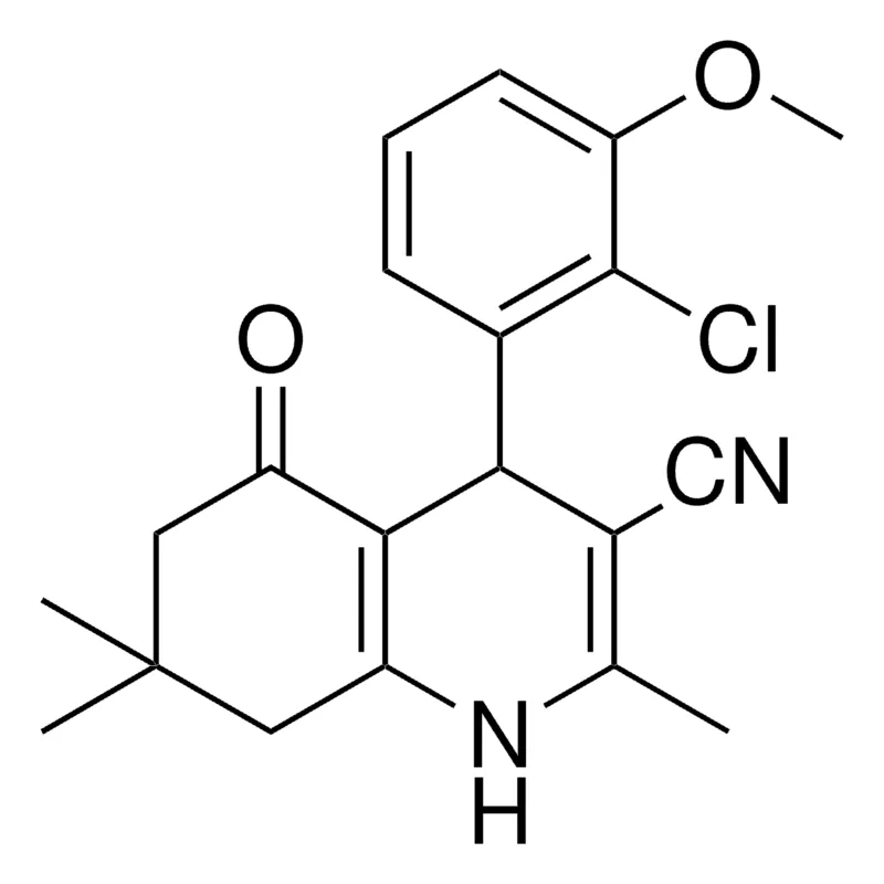 Sigma-Aldrich 4-(2-CHLORO-3-METHOXYPHENYL)-2,7,7-TRIMETHYL-5-OXO-1,4,5,6,7,8-HEXAHYDRO-3-QUINOLINECARBONITRILE,AldrichCPR