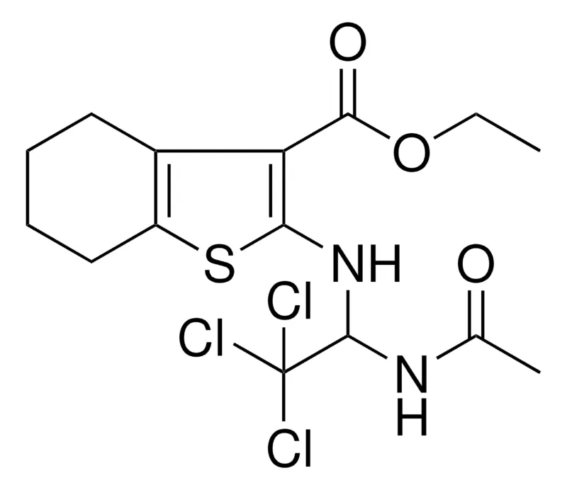 Sigma-Aldrich ETHYL 2-{[1-(ACETYLAMINO)-2,2,2-TRICHLOROETHYL]AMINO}-4,5,6,7-TETRAHYDRO-1-BENZOTHIOPHENE-3-CARBOXYLATE，AldrichCPR