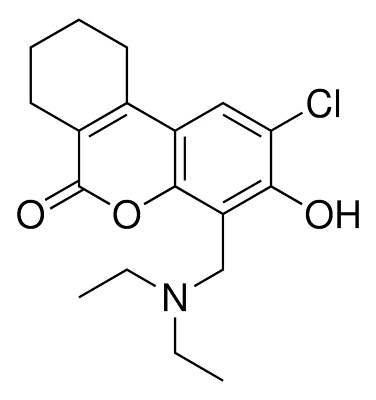 Sigma-Aldrich 2-CL-4-DIETHYLAMINOMETHYL-3-HYDROXY-7,8,9,10-TETRAHYDRO-BENZO(C)CHROMEN-6-ONE,AldrichCPR