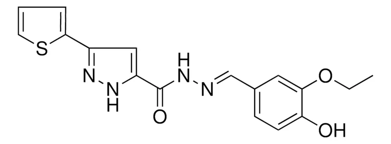 Sigma-Aldrich 5-THIOPHEN-2-YL-2H-PYRAZOLE-3-CARBOXYLIC ACID (3-ETO-4-HO-BENZYLIDENE)HYDRAZIDE,AldrichCPR