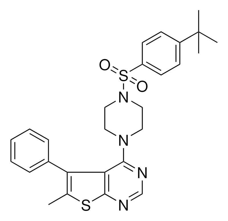 Sigma-Aldrich 4-(4-((4-TERT-BUTYL-PH)SULFONYL)-1-PIPERAZINYL)6-ME-5-PH-THIENO(2,3-D)PYRIMIDINE,AldrichCPR