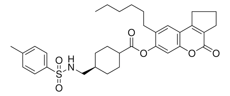 Sigma-Aldrich 8-HEXYL-4-OXO-1,2,3,4-TETRAHYDROCYCLOPENTA[C]CHROMEN-7-YL 4-({[(4-METHYLPHENYL)SULFONYL]AMINO}METHYL)CYCLOHEXANECARBOXYLATE，AldrichCPR