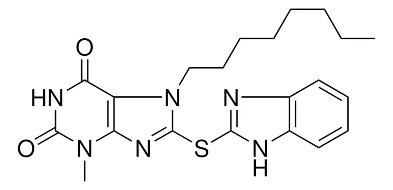 Sigma-Aldrich 8-(1H-BENZOIMIDAZOL-2-YLSULFANYL)-3-METHYL-7-OCTYL-3,7-DIHYDRO-PURINE-2,6-DIONE,AldrichCPR