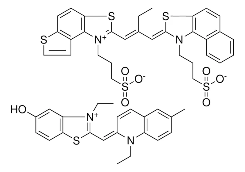 Sigma-Aldrich 3-ETHYL-2-[(E)-(1-ETHYL-6-METHYL-2(1H)-QUINOLINYLIDENE)METHYL]-5-HYDROXY-1,3-BENZOTHIAZOL-3-IUM 3-((2Z)-2-{(2E)-2-ETHYL-3-[1-(3-SULFONATOPROPYL)THIENO[3,2-E][1,3]BENZOTHIAZOL-1-IUM-2-YL]-2-PROPENYLIDENE}NAPHTHO[1,2-D][1,3]THIAZOL-1-YL)-1-PROPANESULFONATE，AldrichCPR