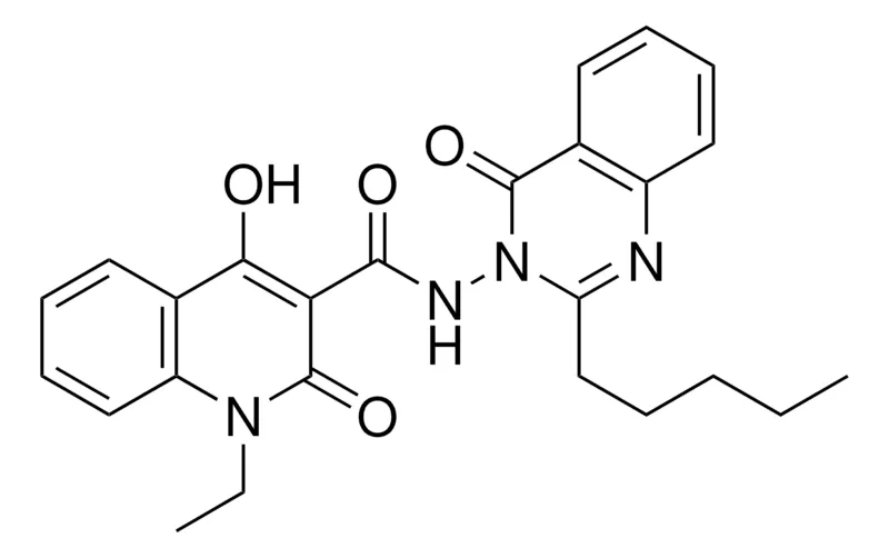 Sigma-Aldrich 1-ETHYL-4-HYDROXY-2-OXO-N-(4-OXO-2-PENTYL-3(4H)-QUINAZOLINYL)-1,2-DIHYDRO-3-QUINOLINECARBOXAMIDE,AldrichCPR