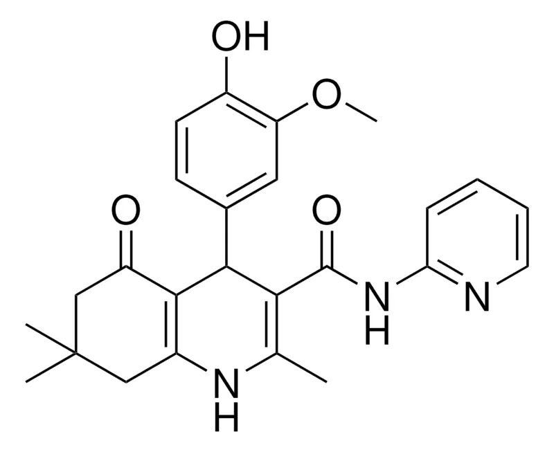 Sigma-Aldrich 4-(4-HYDROXY-3-METHOXYPHENYL)-2,7,7-TRIMETHYL-5-OXO-N-(2-PYRIDINYL)-1,4,5,6,7,8-HEXAHYDRO-3-QUINOLINECARBOXAMIDE,AldrichCPR