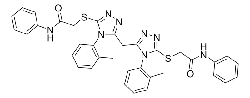 Sigma-Aldrich 2-{[5-{[5-[(2-ANILINO-2-OXOETHYL)SULFANYL]-4-(2-METHYLPHENYL)-4H-1,2,4-TRIAZOL-3-YL]METHYL}-4-(2-METHYLPHENYL)-4H-1,2,4-TRIAZOL-3-YL]SULFANYL}-N-PHENYLACETAMIDE，AldrichCPR