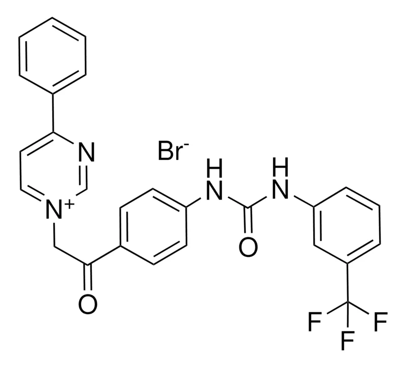 Sigma-Aldrich N-(4-((4-PHENYLPYRIMIDIN-1-IUM-1-YL)ACETYL)PHENYL)-N'-(3-(TRIFLUOROMETHYL)PHENYL)UREA BROMIDE,AldrichCPR
