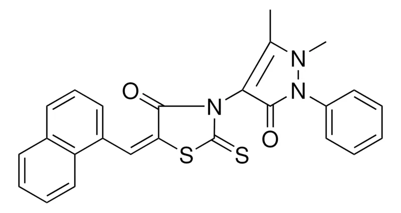 Sigma-Aldrich (5E)-3-(1,5-DIMETHYL-3-OXO-2-PHENYL-2,3-DIHYDRO-1H-PYRAZOL-4-YL)-5-(1-NAPHTHYLMETHYLENE)-2-THIOXO-1,3-THIAZOLIDIN-4-ONE,AldrichCPR