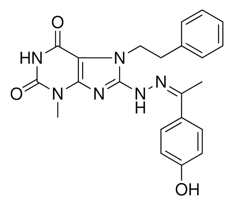 Sigma-Aldrich 8(N'-(1-(4-HO-PH)-ETHYLIDENE)-HYDRAZINO)3-ME-7-PHENETHYL-3,7-2H-PURINE-2,6-DIONE,AldrichCPR