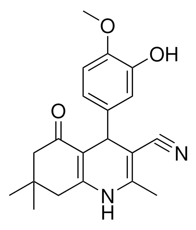 Sigma-Aldrich 4-(3-HO-4-MEO-PH)-2,7,7-TRIMETHYL-5-OXO-1,4,5,6,7,8-6H-QUINOLINE-3-CARBONITRILE,AldrichCPR