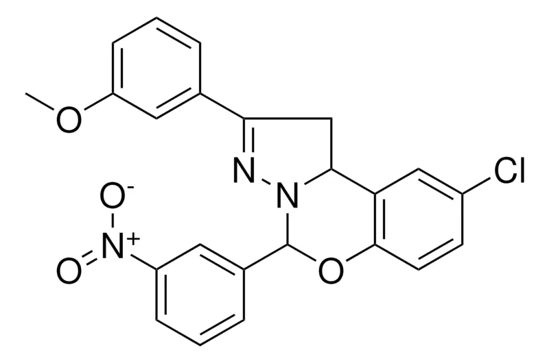 Sigma-Aldrich 3(9-CL-5(3-NITRO-PH)1,10B-DIHYDROPYRAZOLO(1,5-C)(1,3)BENZOXAZIN-2-YL)PH ME ETHER,AldrichCPR