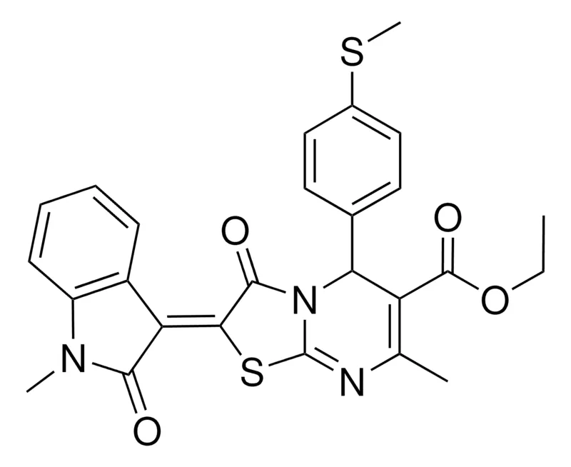 Sigma-Aldrich ETHYL (2Z)-7-METHYL-2-(1-METHYL-2-OXO-1,2-DIHYDRO-3H-INDOL-3-YLIDENE)-5-[4-(METHYLSULFANYL)PHENYL]-3-OXO-2,3-DIHYDRO-5H-[1,3]THIAZOLO[3,2-A]PYRIMIDINE-6-CARBOXYLATE，AldrichCPR