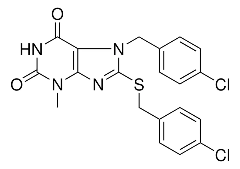 Sigma-Aldrich 7(4-CL-BENZYL)-8-(4-CHLORO-BENZYLSULFANYL)-3-METHYL-3,7-DIHYDRO-PURINE-2,6-DIONE,AldrichCPR